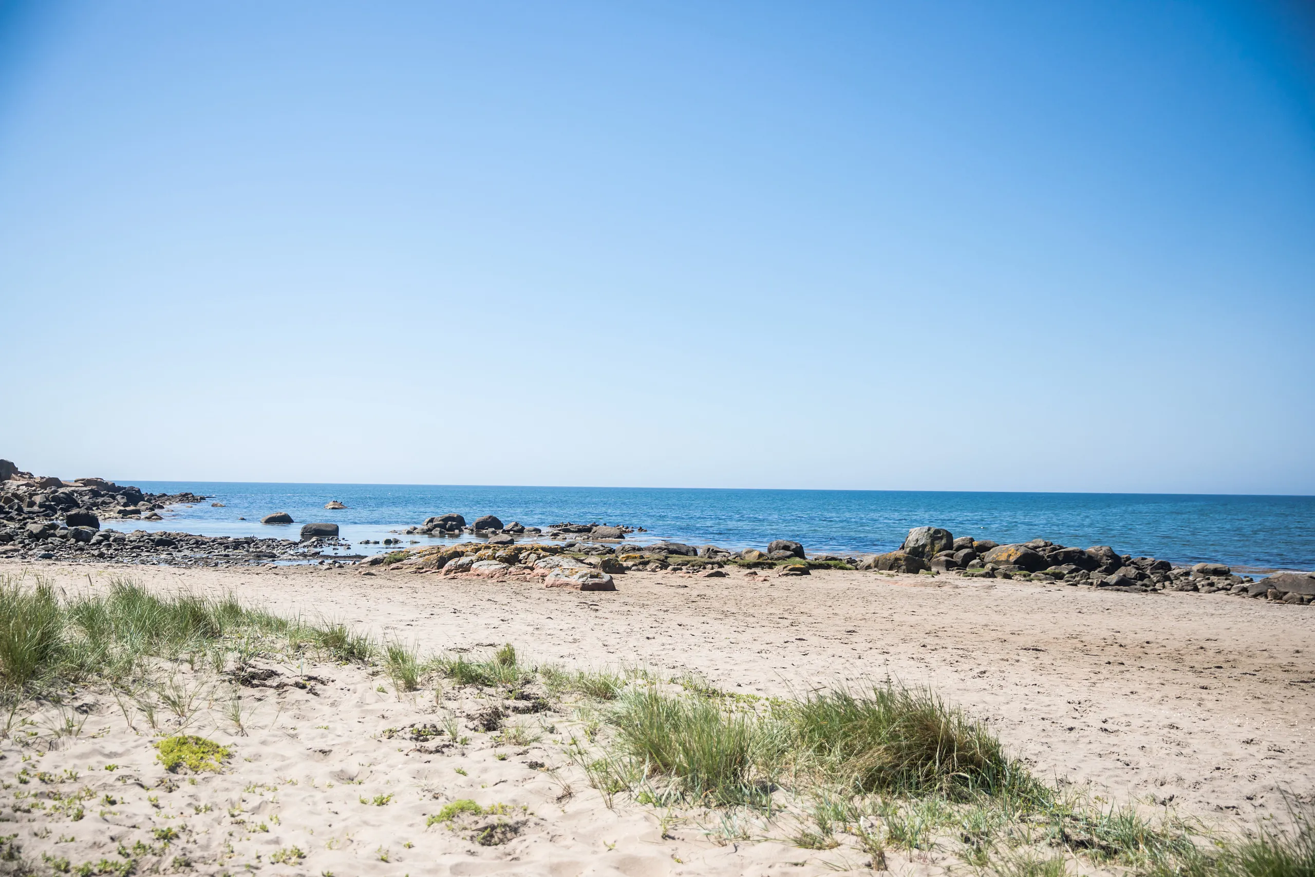 Trevlig sandstrand i Grimsholmen