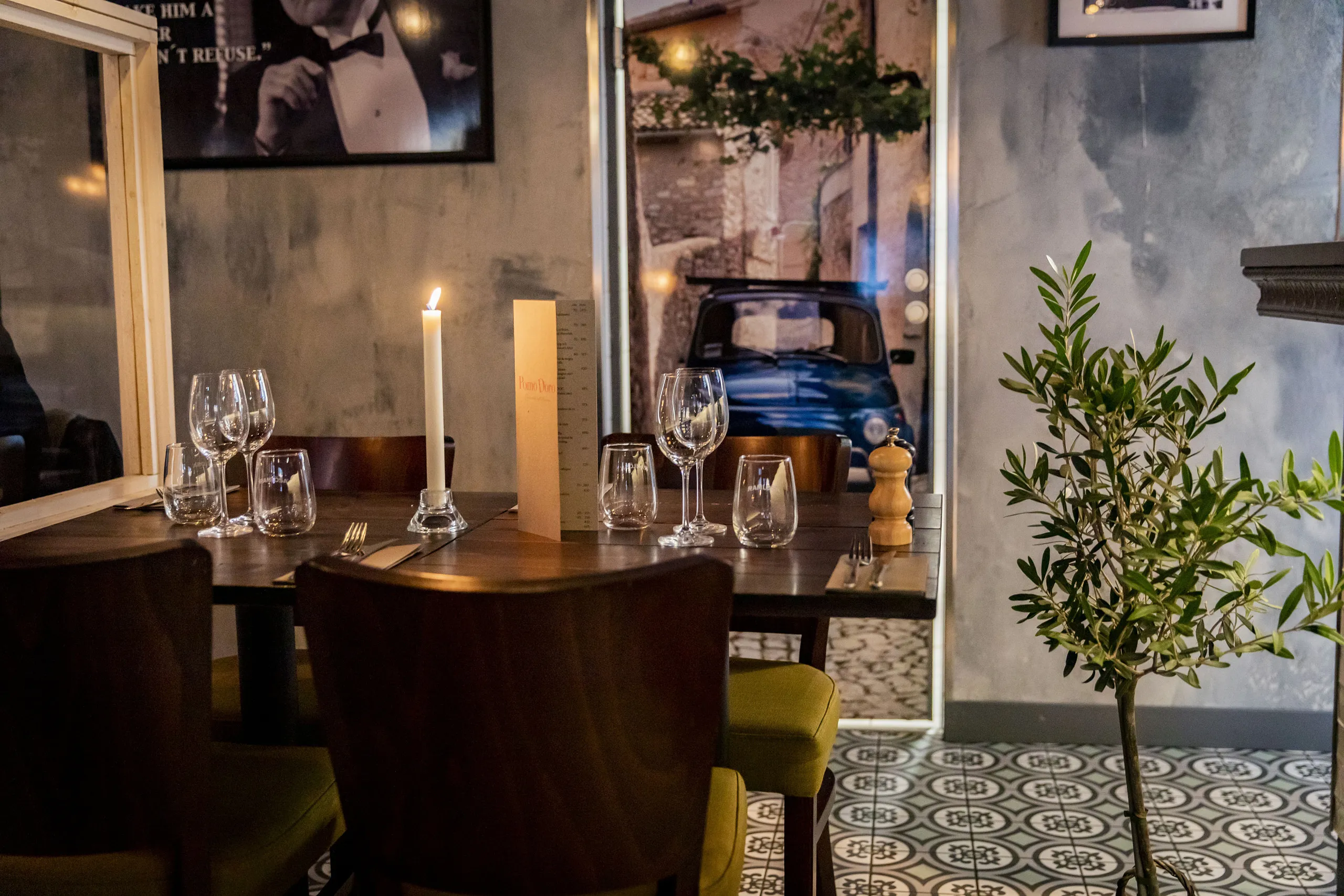 Mysig restaurangmiljö.