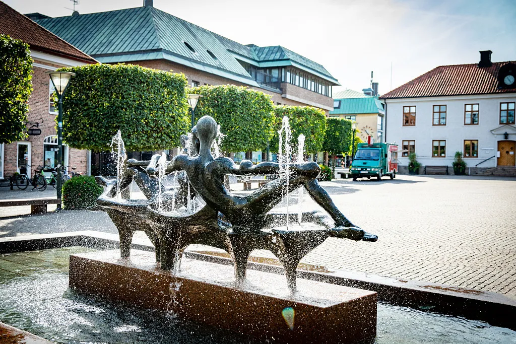 En fontän på ett torg