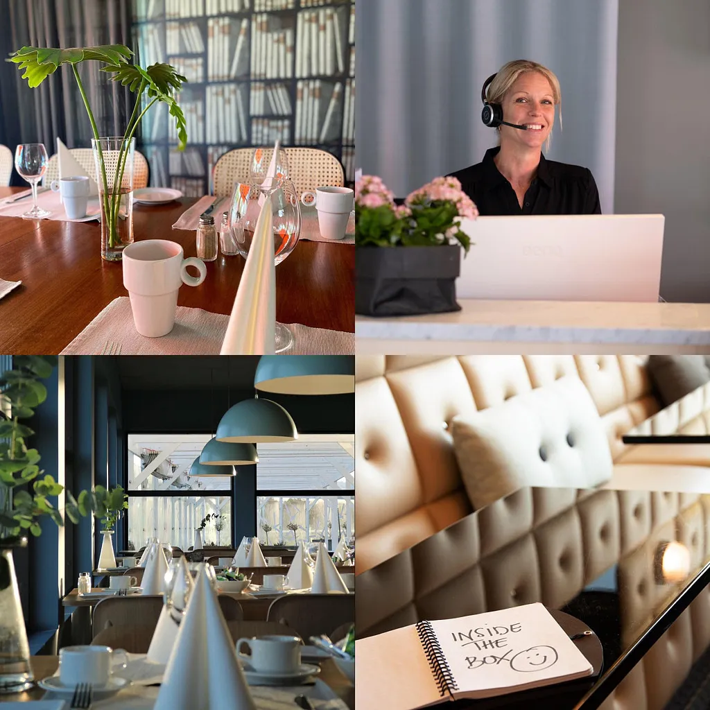 kollage av bilder från laxbutiken