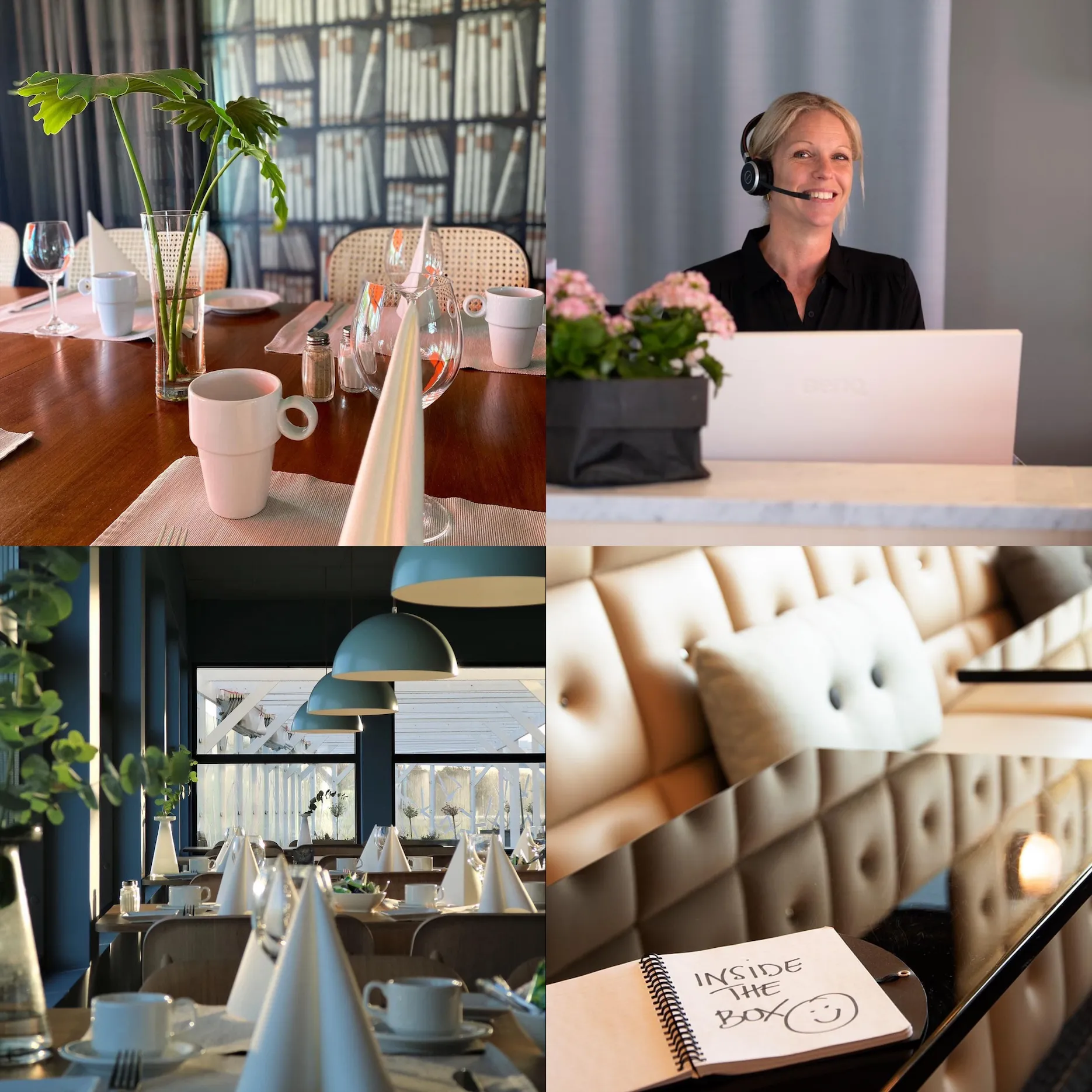 kollage av bilder från laxbutiken