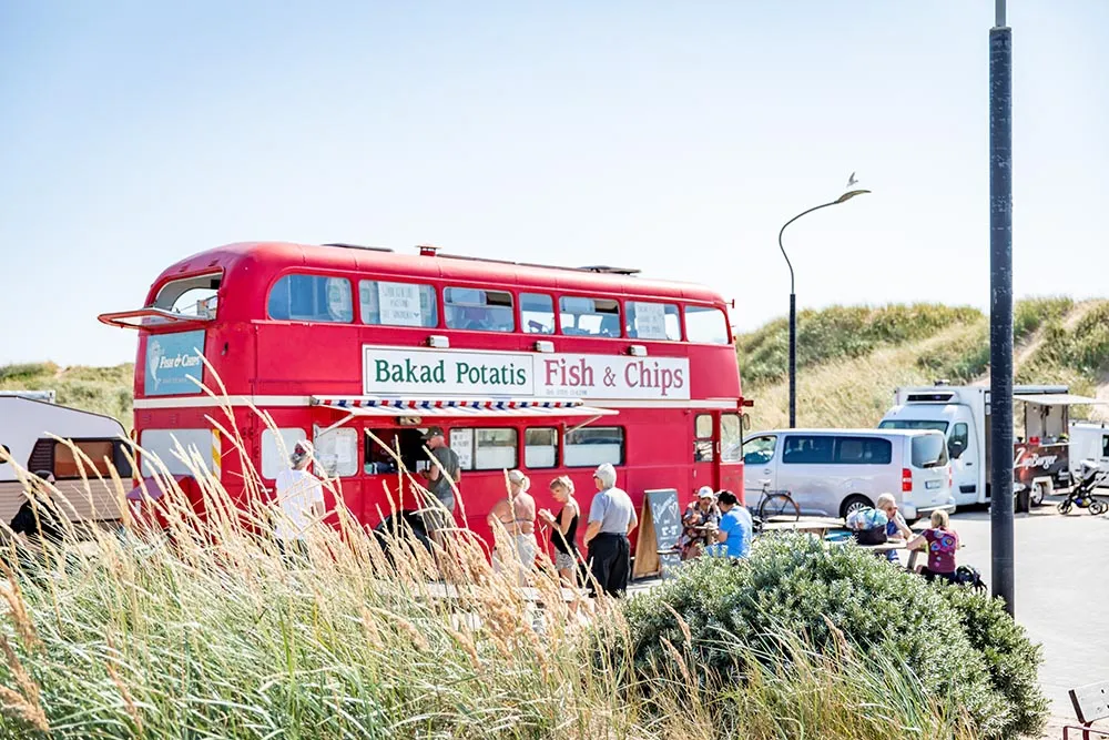 dubbeldäckare london buss fish and chips foodtruck