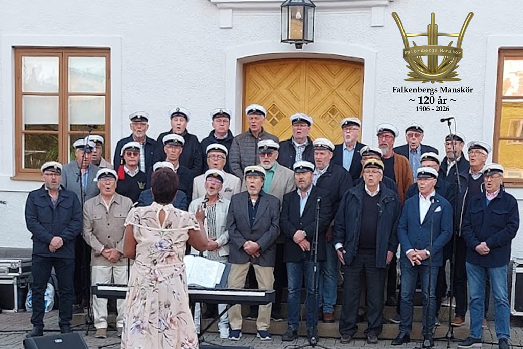 Valborgskonsert på Rådhustorget med Falkenbergs manskör